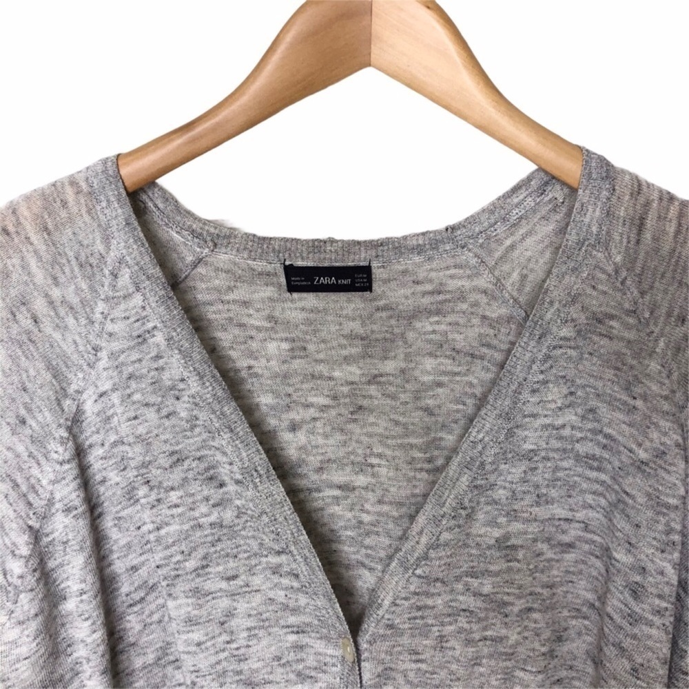Zara Women’s Button Front Cardigan Gray Marled Size Medium - Picture 4 of 5